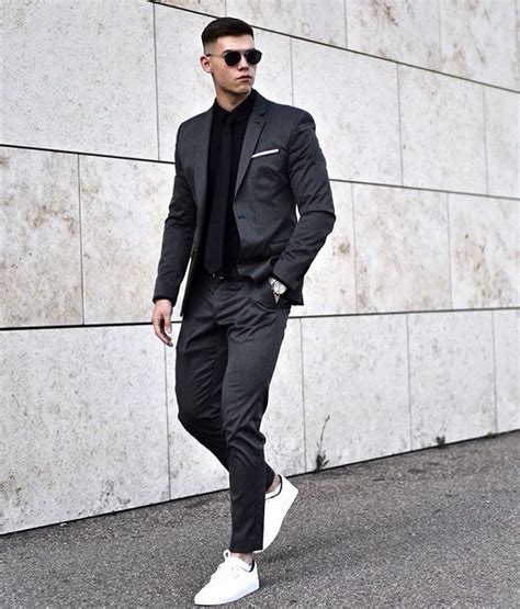 all black suit with sneakers